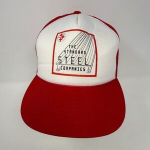 Vintage‎ Standard Steel Companies Trucker Hat Red White Snapback Designer Award